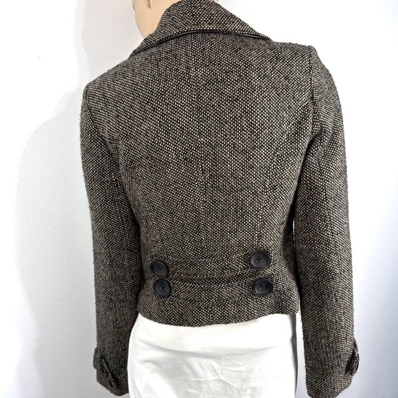 CAbi Jacket Tweed Moto  Cropped coat Button Blazer Size 8 Style 638 Black/Brown - Picture 9 of 15